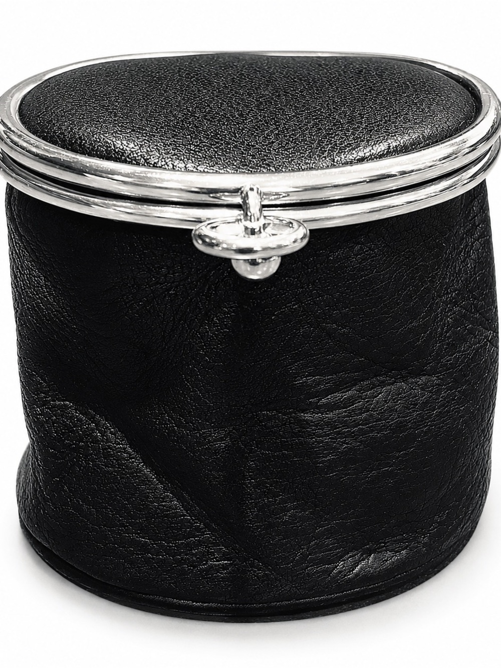 Y2K Danier Black Leather Kiss Lock Coin Purse/Jewelry Travel Case